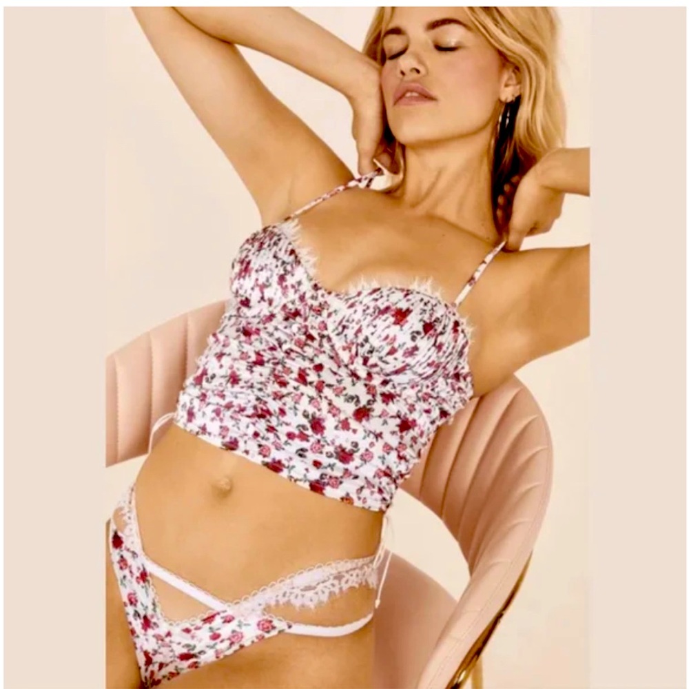 FOR LOVE AND LEMONS floral bustier cami and panty set
